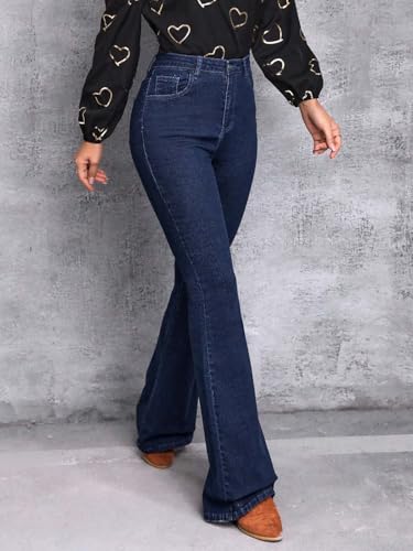 Image of KOTTY Women's High Waist Jeans||Flared Bell Bottom Bootcut||Wide Leg Stretch Denim - Perfect for Travel, Party & Everyday Use