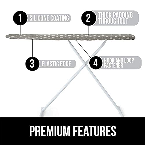 Gorilla Grip Ironing Board Cover And Laundry Basket, Ironing Board Cover Size 15X54 In Dots, Laundry Basket 15 L X 28 H In Gray, 2 Item Bundle #TOP2