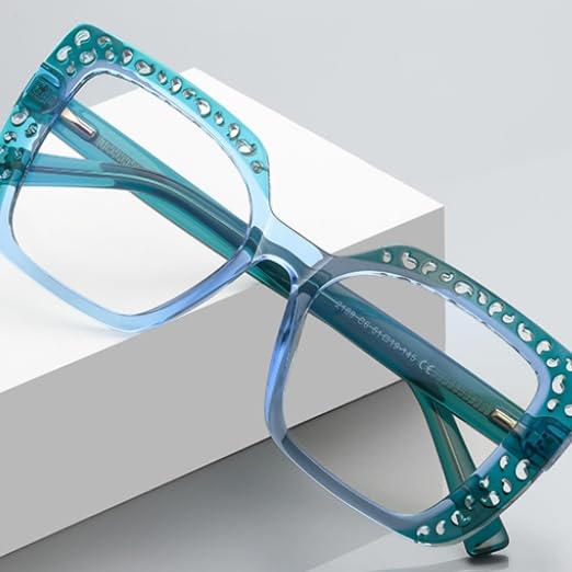 Image of ICARA 3 Pack Fashion Oversized Square Reading Glasses for Women, Retro Celebrity Style Blue Light Blocking Computer Readers