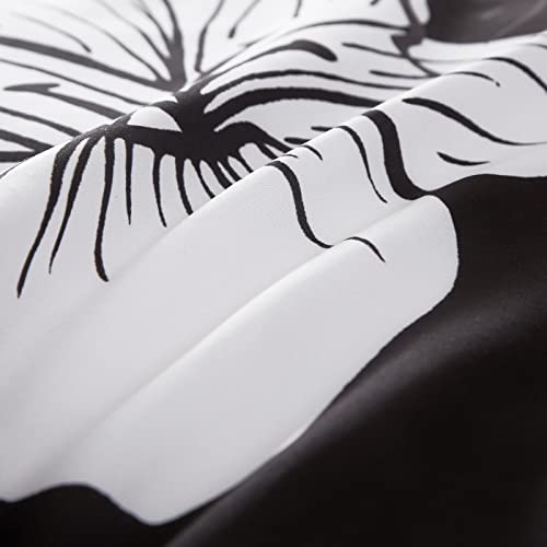 Menghomeus Black Comforter Set Queen - Red And White Floral Comforter With 2 Pillowcases Modern Bedding Sets Lightweight Boho Bed Set For All Season #TOP4