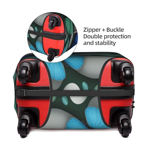 Blue Butterfly Green Butterfly And Stone Tsa Approved Luggage Cover For 18-32 Inch Suitcases Scratch-Resistant Stretch Luggage Cover4
