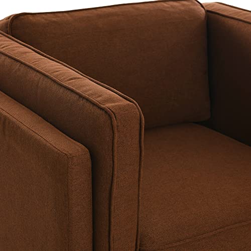 Sillón Tapizado Marrón de Tela con Patas Cónicas miniatura 7