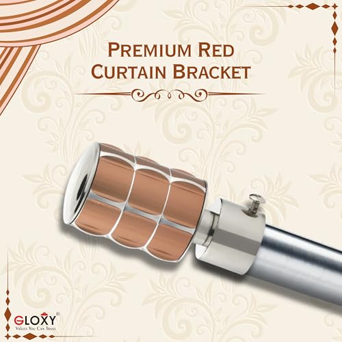 Image of GLOXY Stainless Steel Curtain Brackets - Curtain Holder for 1-Inch Rod - Curtain Rod End Cap - Square Shape Finish Curtain Holders for Stylish Wall Decoration Items for Hall - Bracket (Copper 5 Pair)