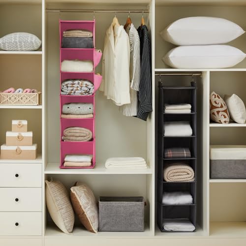 Image of YOUDENOVA Hanging Closet Organizer and Storage, 6-Shelf, Pink