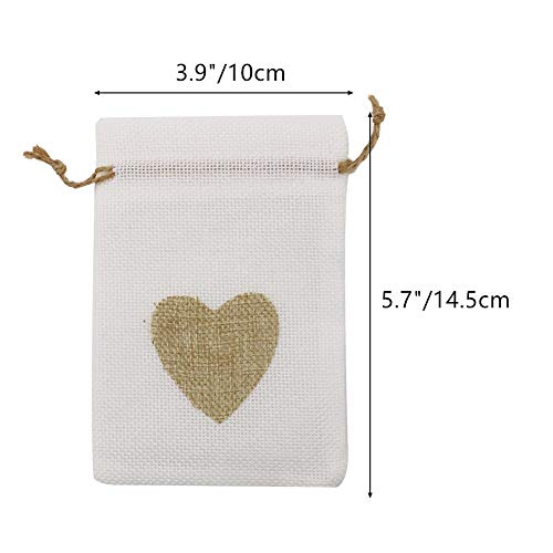 Hrx Package Small Burlap Heart Gift Bags With Drawstring, 20Pcs Jute Cloth Favor Pouches For Wedding Shower Party Christmas Valentine's Day Diy Craft (3.9 X 5.7 Inches) #TOP2