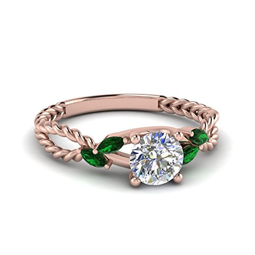 Image of Choose Your Gemstone Braided Diamond CZ Engagement Ring Rose Gold Plated Round Shape Split Shank Engagement Ring Matching Jewelry Wedding Jewelry Easy to Wear Gifts US Size 4 to 12