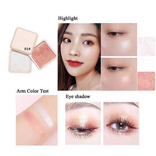 Brillo Sombra de ojos Maquillaje intermitente Resaltador Crema-polvo Sombra de ojos Makeup Palette Portátil (01) - Imagen 3