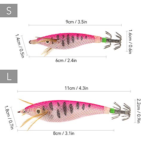 Isca de pesca, Andoer 6cm / 8cm Luminous Squid Jig Isca de Madeira de Pesca Camarão Lula Choco Isca