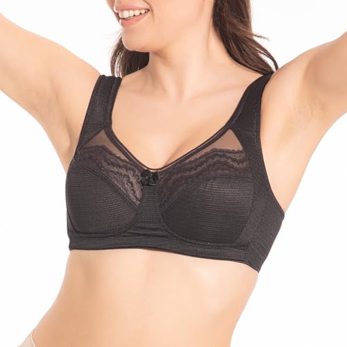 Selene Sujetador Copa C sin Aros con Encaje Floral Alessia C - Negro, 105