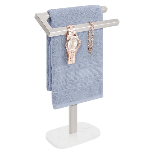 Livabber Standing Hand Towel Holder, 304 Stainless Steel Hand Towel Rack Stand with Heavy Marble Base, Bath Accessories, Towel Ring for Bathroom Kitchen Countertop, 14 Inch (Brushed Nickel) by Livabber - Used condition - US$15.31