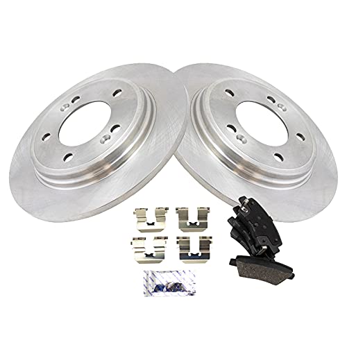 Image of TRQ Rear Brake Pad and Rotor Set Ceramic Solid Rotors | For 2017-2020 Hyundai Elantra 2017-2021 Ioniq 2017-2019 Kia Niro