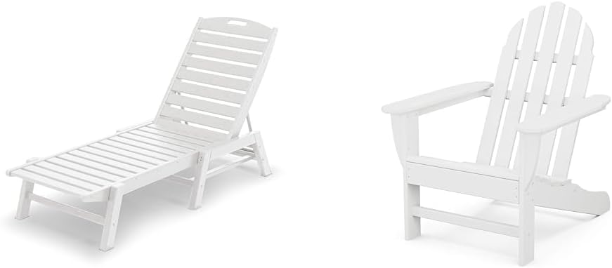 Polywood 2pc Patio Furniture Set - Nautical Chaise & Adirondack Chair