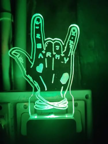 Image of 3D Optical Illusion BTSs4 Acrylic Night Lamp, 7 Colors RGB Auto Color Changing Led Plug and Play Night Light Lamp (Acrylic, Multi Color, Pack of 1) (BTSs4)