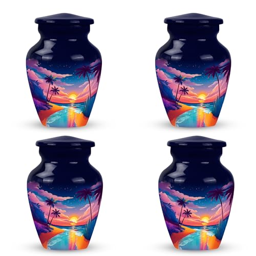 Image of Beach Urn Miniture Urn for Mom & Dad 3 Inch 4 Qty | Human Remains Adult Burial Decorative Urns for Mom & Dad