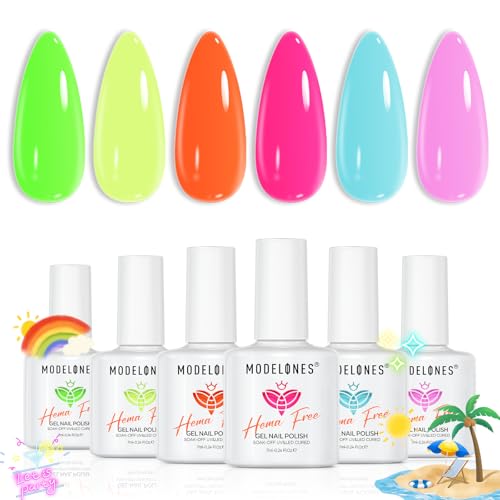 modelones Neon Gel Nail Polish Set, Hema-Free 6 Colors 2026
