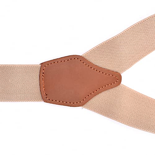 Sakvilsec Leather Suspenders Braces For Men Wedding Party Adjustable Elastic Suspender Belt Y-Shape 4 Clips Mens Accessories(Brown) #TOP5