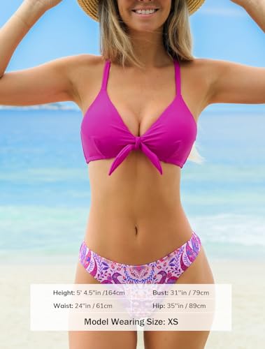 Image of CUPSHE Women's Two Piece Bikini Set Floral Print Knot Bunny Tie | Bunny Tie,Adjustable Straps,Soft Removable Cups,Flattering Bathing Suit For Vacation And Beach