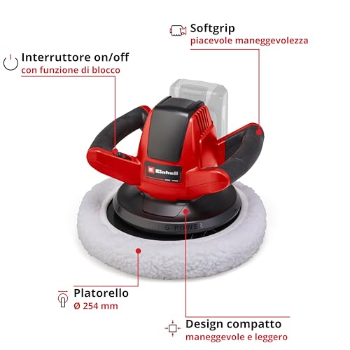 Einhell CE-CB 18/254 Li Solo Lucidatrice auto a batteria Power X-Change (2.500 vibrazioni al minuto e disco di lucidatura diametro 254 mm, senza batteria e caricabatteria) - 3