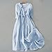 Generic Women Korean Style Lace-Up Waist-Defined Henley Shirt Dress Summer Cotton Linen Half Sleeve Trendy A-Line Dresses,Korean Dresses Clothes for Women Fashion Dress for Girls Blue Samll, Small