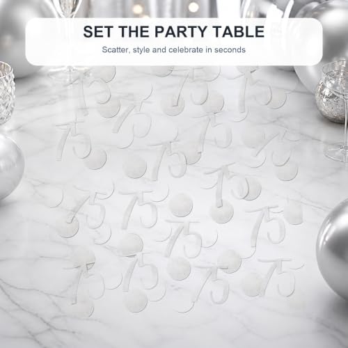 Silver Glitter 75 Confetti, 75th Birthday Number Confetti, 200pcs Anniversary Party Table Decoration Supplies by MAGJUCHE - Used condition - Image 6