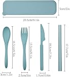 Sinen 4 Sets Cutlery Set, Reusable Spoon Knife Fork Chopsticks Lunch Box | Spoon Knife Fork Chopsticks Lunch Box, Wheat Straw, Easy To Carry, Dishwasher Safe, Office School Camping Travel Daily Use