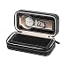 Aco&bebe House Black Zippered Watches Box Travel Case - Watch Organizer Collection - Top Grade Carbon Fibre PU Leather (Black-2 Slots)