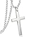 ORAZIO 3MM Stainless Steel Chain Cross Pendant Necklace for Men Silver Tone 30 Inches