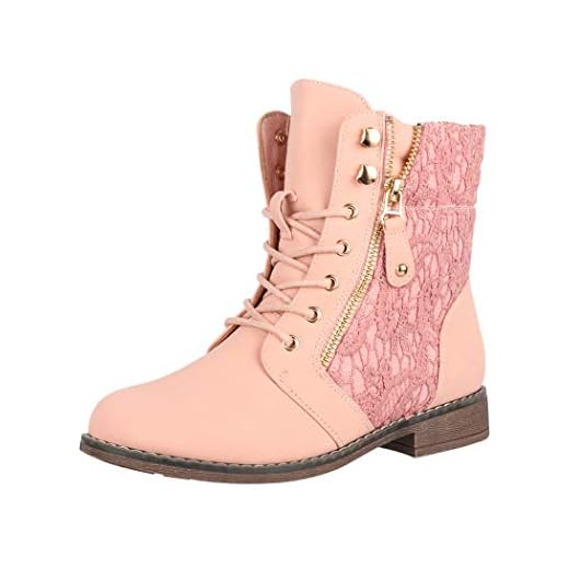 Elara Ladies Worker Boots Lace Ankle Boots Chunkyrayan B9812-KB Rosa-37