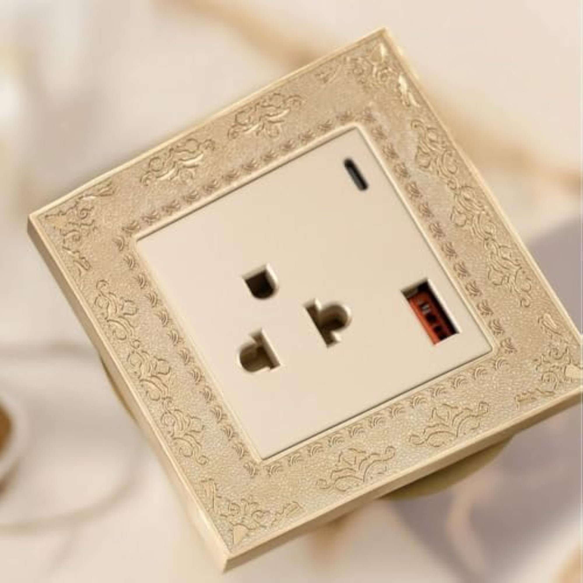 Ornate Wall Outlet with Decorative Frame