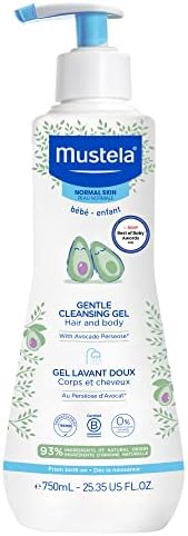 Mustela Baby Gentle Cleansing Gel - Baby Hair & Body Wash - with Natural Avocado fortified with Vitamin B5 - Biodegradable Formula & Tear-Free â€“ 25.35 fl. oz. (Pack of 1)