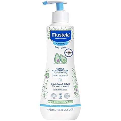 Mustela Baby Gentle Cleansing Gel - Baby Hair & Body Wash - with Natural Avocado fortified with Vitamin B5 - Biodegradable Formula & Tear-Free â€“ 25.35 fl. oz. (Pack of 1) Cover