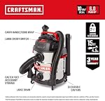 CRAFTSMAN CMXEVBE17155 10 C'est moi. 6.0 Hauteur maximale HP Aspirateur de magasin portable avec pièces jointes en acier inoxydable à vide/à sec