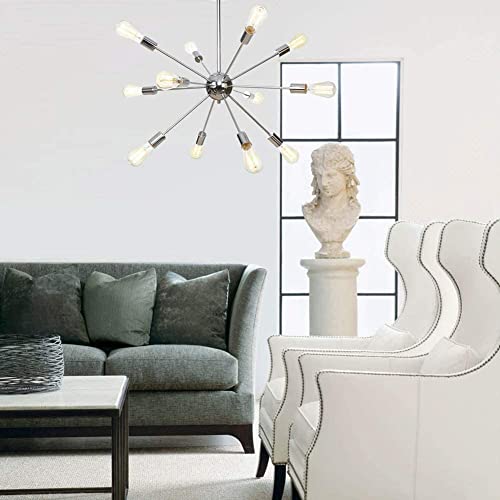 Chandelier chrome 9 branches structure métallique 12 head rétro
