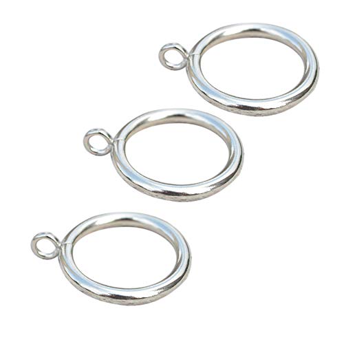 10 pcs 55mm Silver Metal Curtain Rings Chrome Plated Curtain Drapery Pole Rod Rings with Eyelet Loops Hanging Rings Accessories