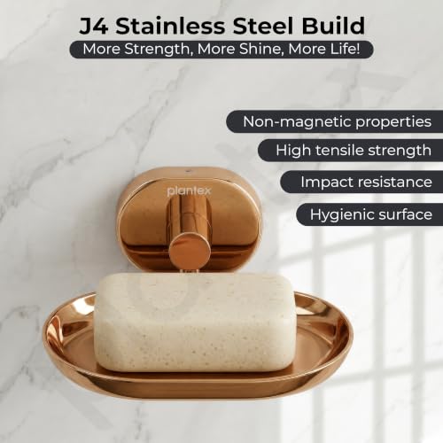Image of Plantex J4 Stainless Steel Wall Mounted Soap Holder for Bathroom /Soap Holder for Kitchen /Soap Stand for Bathroom /Bathroom Accessories (PVD Rose Gold Finish) Onix
