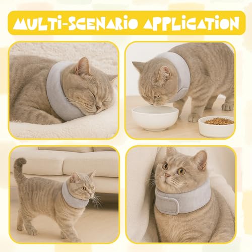 JYNXOR Bequemes Halsband zur Genesung von Haustieren, Halskrause Hund Halskrause Katze,Wundschutz, Antileck-chirurgisches Genesungshalsband für Katzen und Hunde nach Operationen,S,Hellgrau