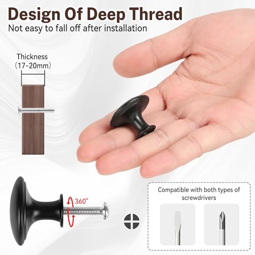 Vortix 15 Stück Möbelknöpfe Matt-Schwarz, Schrankgriffe Vintage, Metall Schubladengriffe schrankknöpfe 30 mm, ideal für Küchenschränke, Kommoden und Möbel-Upgrades (15, Schwarz)