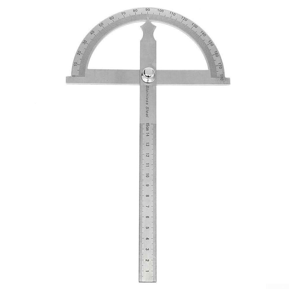 Goniometro professionale in acciaio inox a 180 gradi con blocco a vite, strumento di misurazione angolare per misurazioni precise e uso in falegnameria