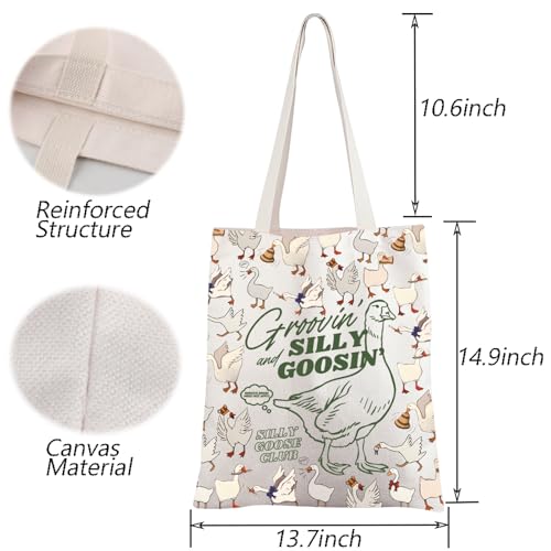 KUIYAI Cartoon Goose Club Tote BagGoose Inspire Gift Goose Lover Meme Goose Shopping Grocery Bag Duck Lover Gift2