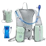 KSIBNW Running Vest for Women and Men, Lightweight Hydration Vest Backpack with 1.5L Water Bladder Bag Running Backpack for Hiking Biking Trail Cycling Race Marathon, Green
