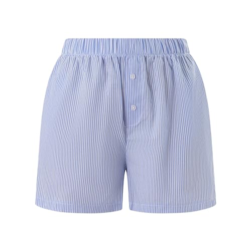 Image of Women Pajamas Shorts Micro Boxer Shorts Y2K Cute Gingham Sleep Lounge Shorts Checkered Plaid Button Pj Mini Shorts