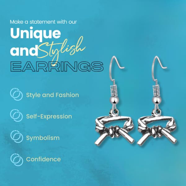 Martial Arts Earrings, Martial Arts Belt Charm Dangle Earrings, Karate, Jiu Jitsu, and Taekwondo Karate Gifts or Jiu Jitsu Present (Belt)