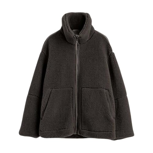 Sherpa Jacket Women, Full Zip Up Fuzzy Jackets Long Sleeve Stand Collar - image 6