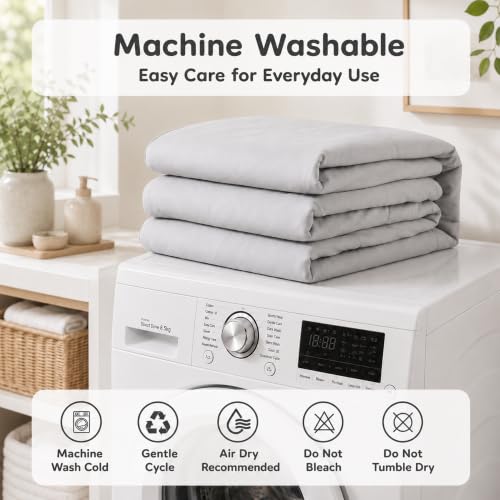 LaffyLo Cooling Blanket for Hot Sleepers, Lightweight Summer Quilt with Breathable Reversible Fabric for Bed, Couch, Dorm and Travel, Machine Washable, Queen Size 90"x90", White & Light Grey - image 7