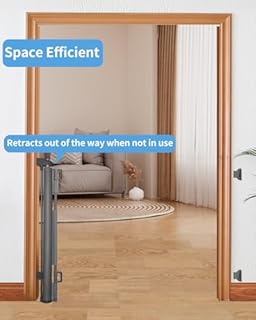 Retractable Baby Gate,Mesh Baby Gate or Mesh Dog Gate,33.6" Tall,Extends up to 55" Wide,Child Safety Gate for Doorways, Stairs, Hallways, Indoor/Outdoor (Gray 33.6"x55")