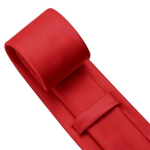 KOOELLE Men's Red Tie Solid Pure Color Plain Formal Red Ties For Men