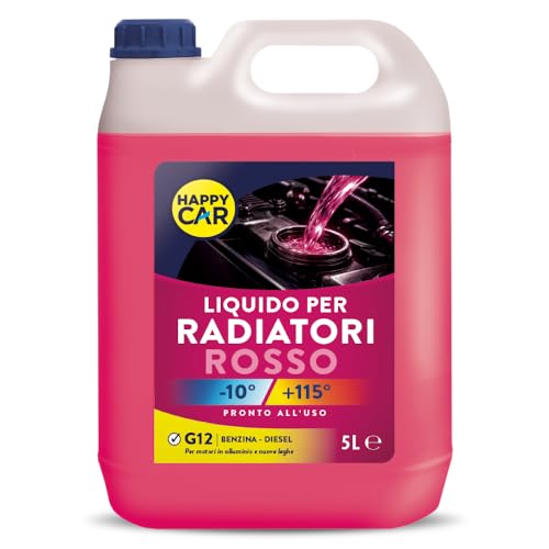 HappyCar Liquido Radiatore Rosso -10°C/+105°C Pronto all’Uso - Refrigerante Auto