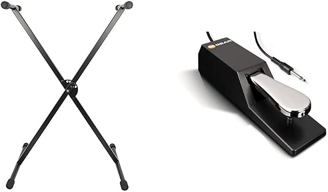 Axus KXS01 Rocket Height Adjustable Portable Folding Keyboard Stand - Black & M-Audio SP-2 - Universal Sustain Pedal with Piano Style Action, The Ideal Accessory for MIDI Keyboards, Digital Pianos