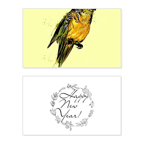 Tarjeta conmemorativa de Año Nuevo con ilustración de periquito budgie para coleccionistas