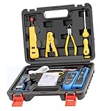 JFDMYGJA Pass Through RJ45 Crimp Tool Kit, Network Tool Kit for Cat6 Cat5e Cat5, Ethernet Crimper Cat6 Cat5e Cat5 Crimping Tool with Wire Tracker, Pass Through Connectors